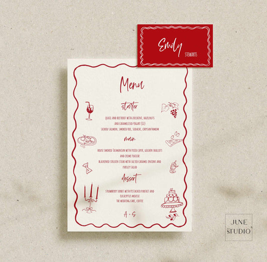 That's Amore Hand drawn Menu and Place Card Set Template