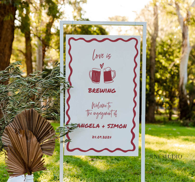 Love Is Brewing Hand drawn Welcome Sign Template