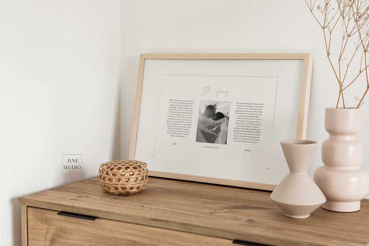 Minimalist Horizontal Wedding Vows Art With Photo Template