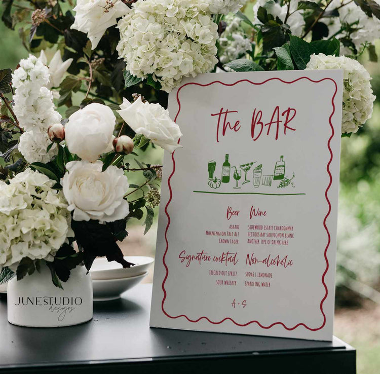 Wavy Hand drawn Bar Menu Signage Template