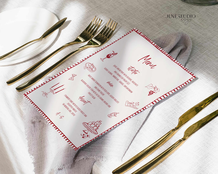 That's Amore Hand drawn Menu and Place Card Set Template