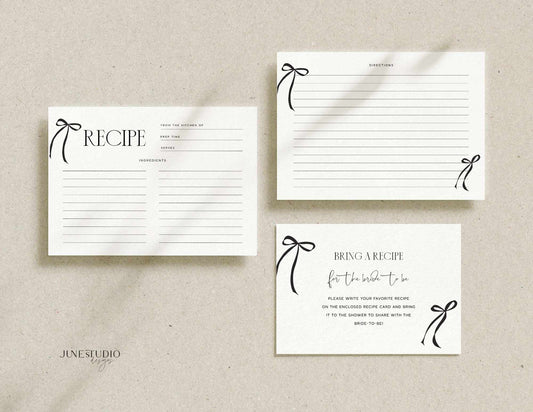 black_bow_Recipe_and_request_card_set_Landscape_digital templates June_Studio_Designs