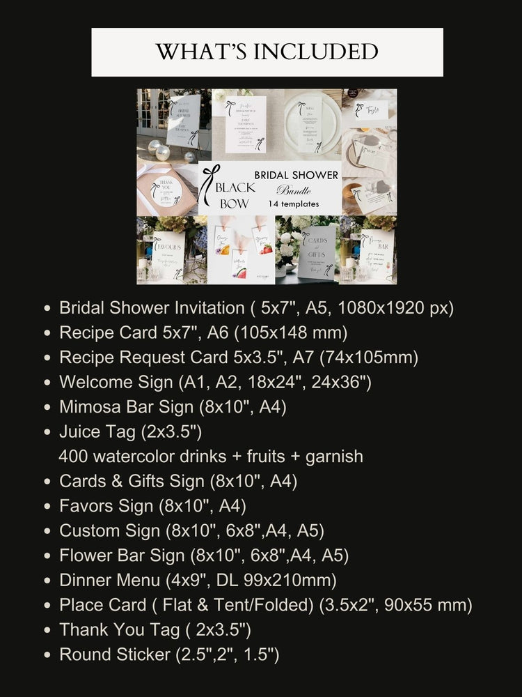 Black Bow Bridal Shower Bundle