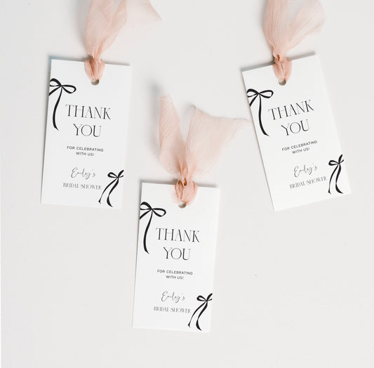 Black Bow Favour Tag Template