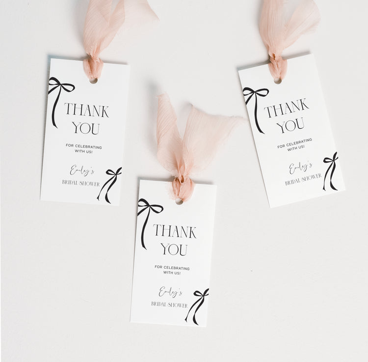 Black Bow Favour Tag Template
