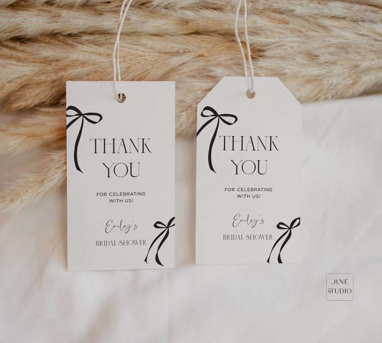 Black Bow Favour Tag Template