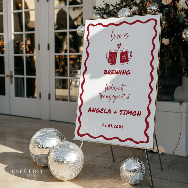 Love Is Brewing Hand drawn Welcome Sign Template