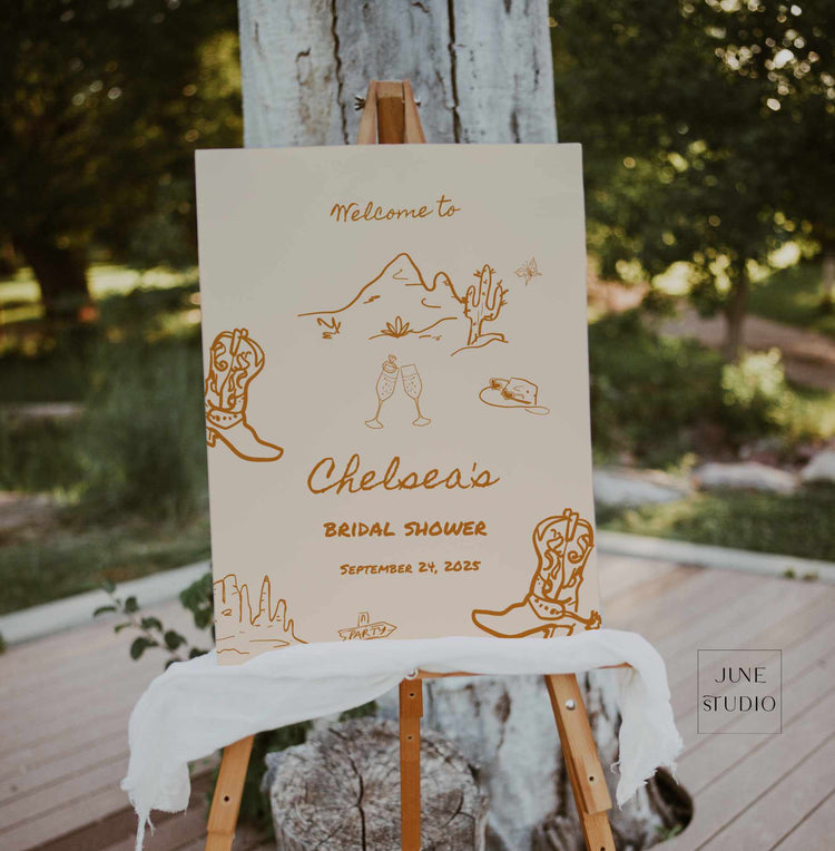 Boots and Bubbly Bridal Shower Welcome Sign Template