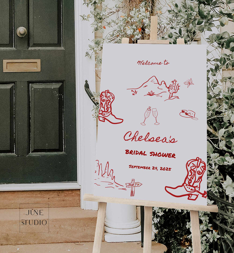 Boots and Bubbly Bridal Shower Welcome Sign Template