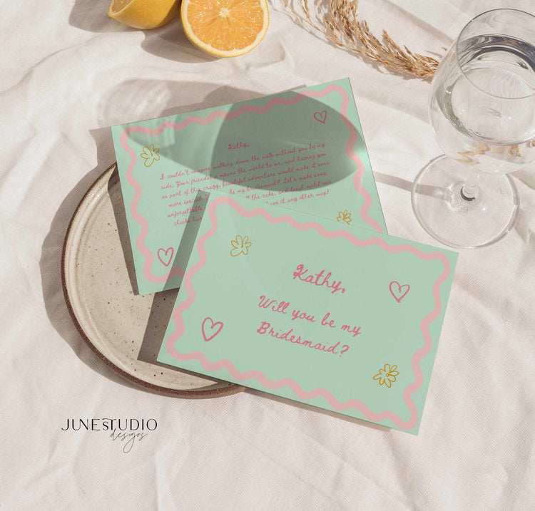 Wavy Bridesmaid Proposal Cards