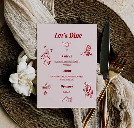 Last Rodeo Cowgirl Bachelorette Menu Template