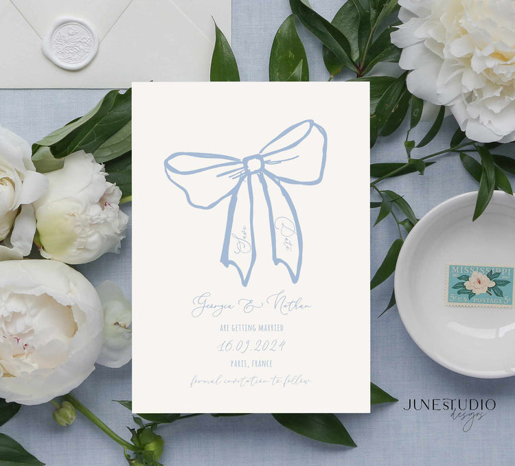 Hand drawn Bow Save The Date Invitation Template
