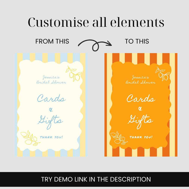 Limoncello Cards and Gifts Sign Template