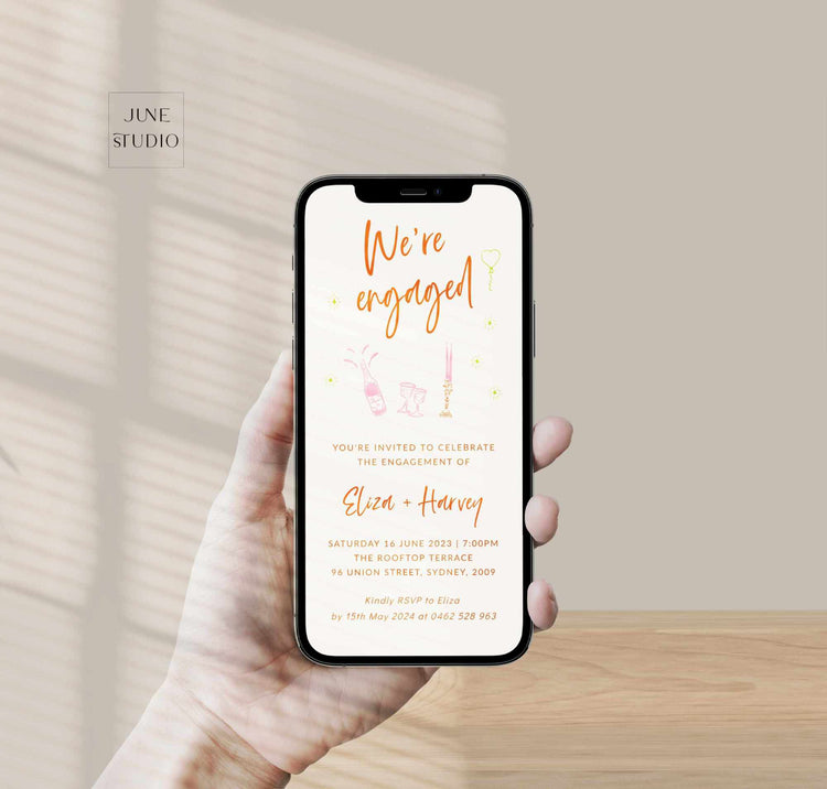 Hand drawn Colourful Engagement Invitation Template