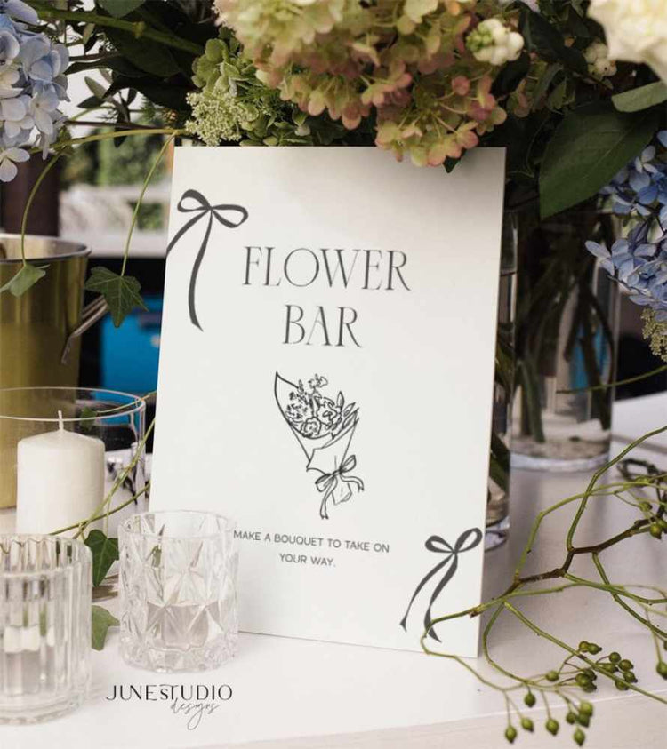 Bow Flowers Bar Sign Template