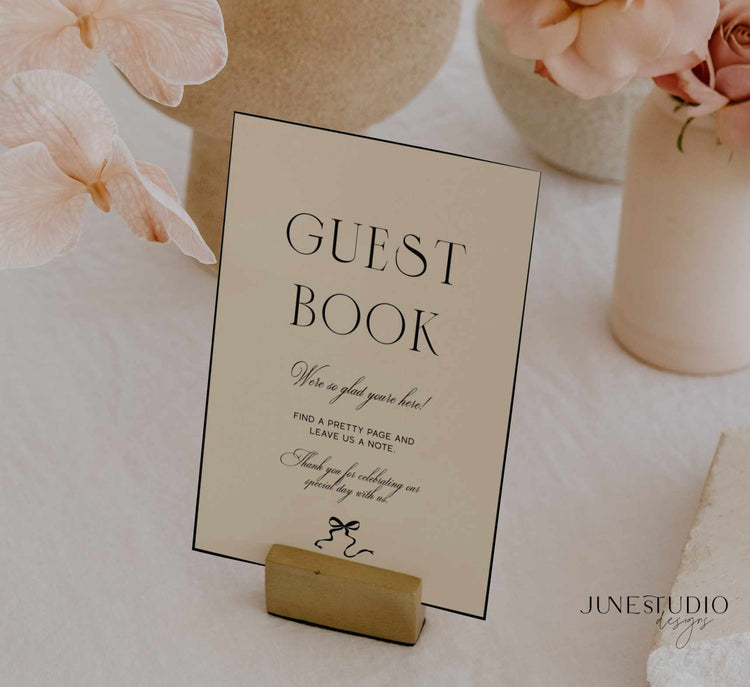 Old Money Wedding Guest Book Sign Template
