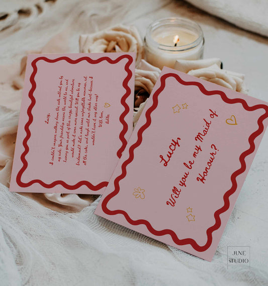 Wavy Bridesmaid Proposal Cards