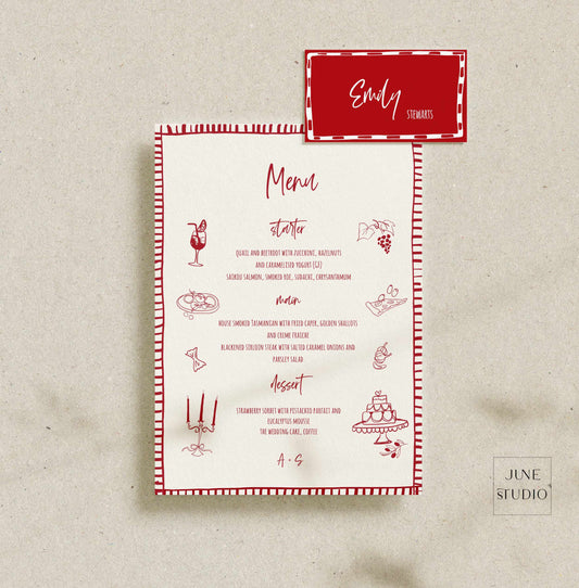 That's Amore Hand drawn Menu and Place Card Set Template