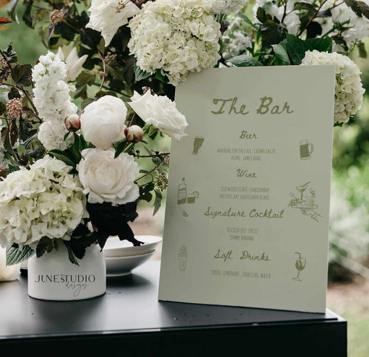 Whimsical Sage Green Bar Menu Template