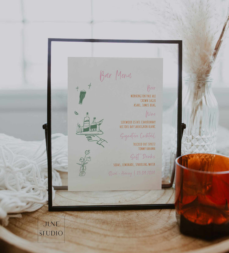 Hand drawn Vibrant Bar Menu Template