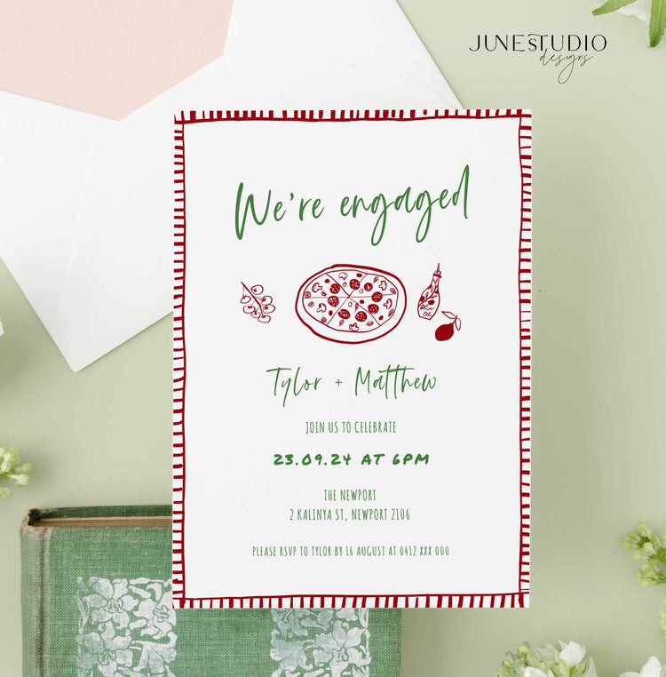 That's Amore Hand drawn Engagement Invitation Template