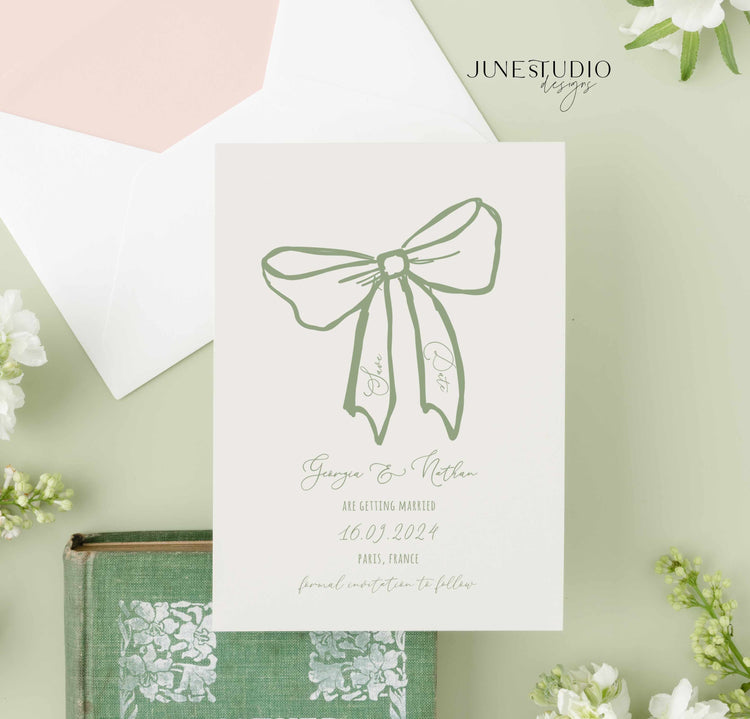 Hand drawn Bow Save The Date Invitation Template