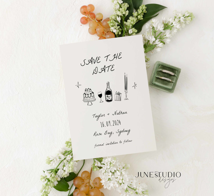 Hand drawn Save The Date Invitation Template