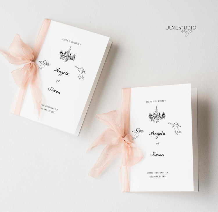 Hand drawn Wedding Program Booklet Template