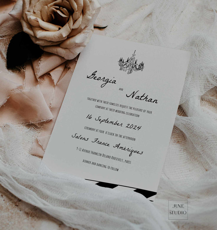 Hand drawn Chandelier Wedding Invitation Template