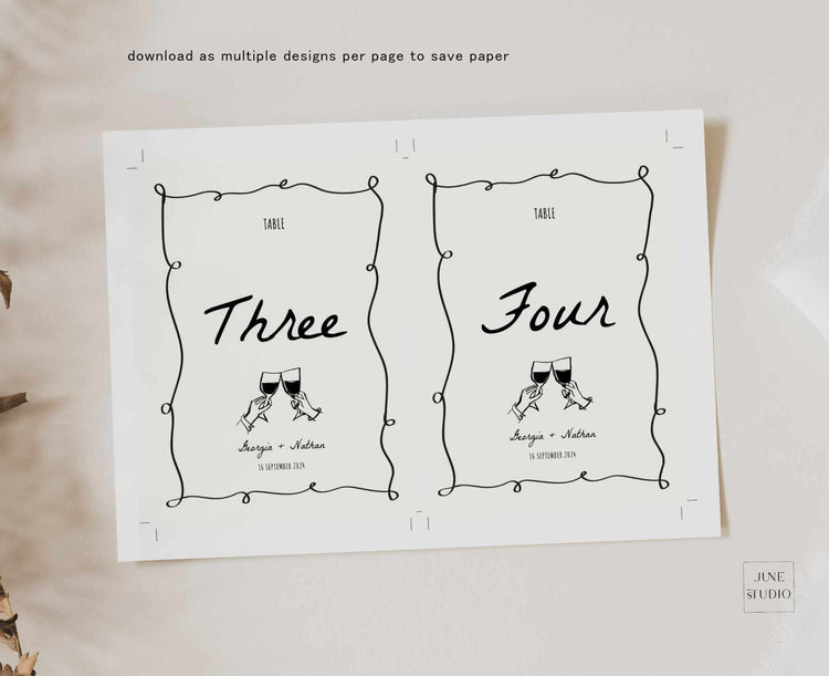 Hand drawn Table Number