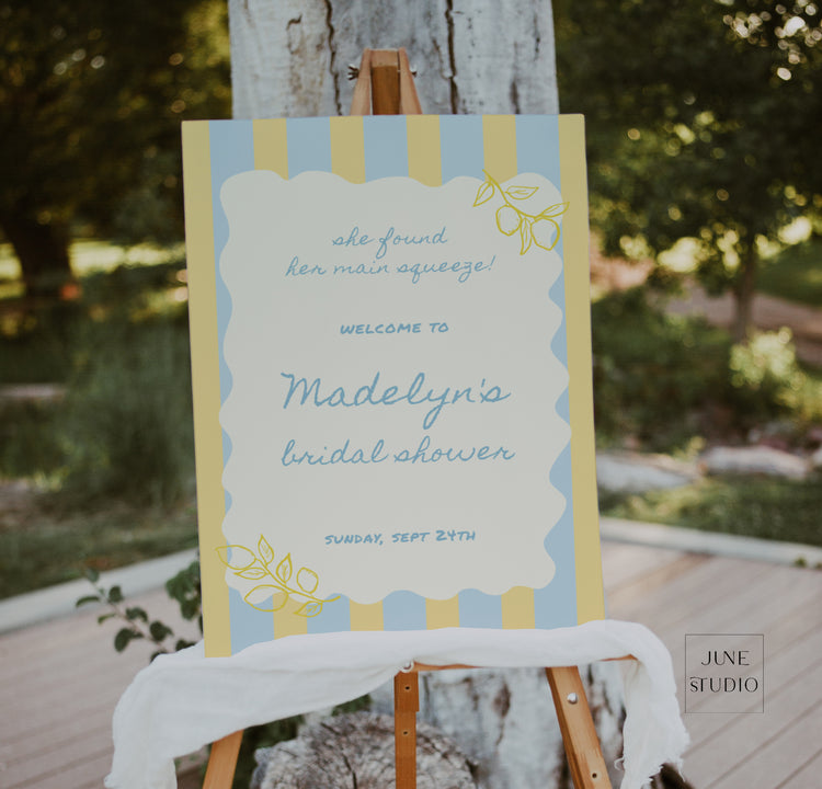 She found her main squeeze Bridal Shower Welcome Sign Template