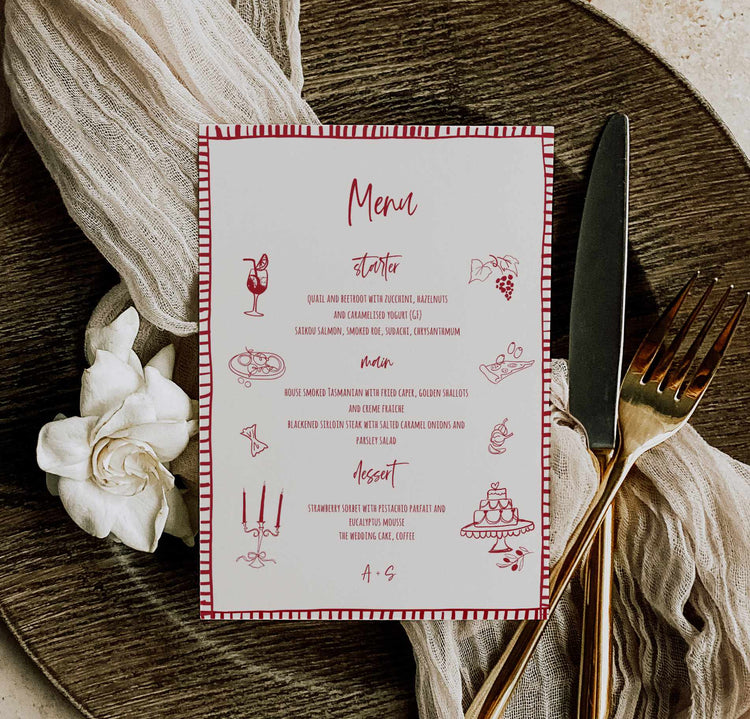 That's Amore Hand drawn Menu and Place Card Set Template