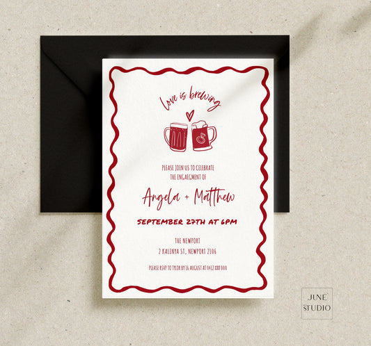 Love is Brewing Engagement Invitation Template