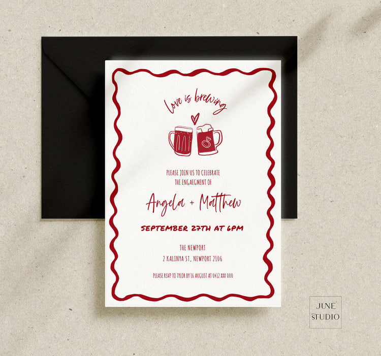 Love is Brewing Engagement Invitation Template