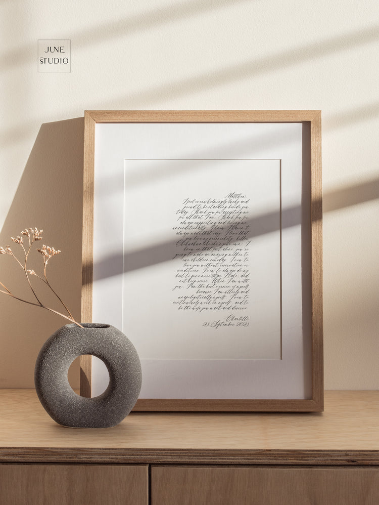 anniversary gift, unique gift for couple, vows wall art template features modern calligraphy font