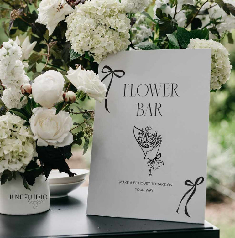 Bow Flowers Bar Sign Template