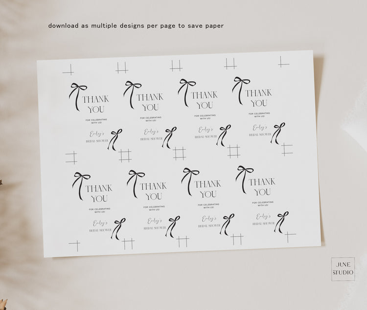Black Bow Favour Tag Template