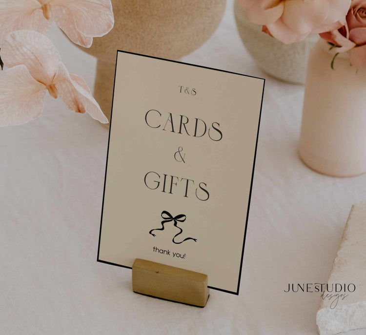 Old Money Wedding Cards and Gifts Sign Template