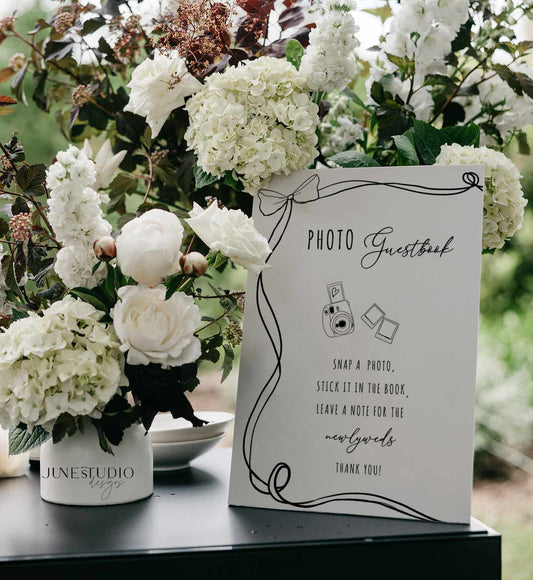 Hand drawn Wedding Photo Guest Book Sign Template