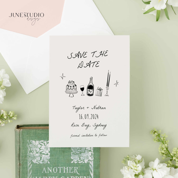 Hand drawn Save The Date Invitation Template