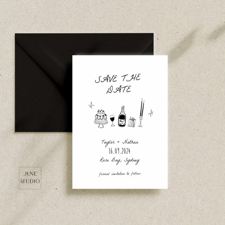 Hand drawn Save The Date Invitation Template