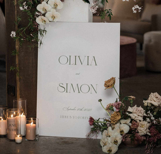 modern luxury sage green wedding welcome sign template