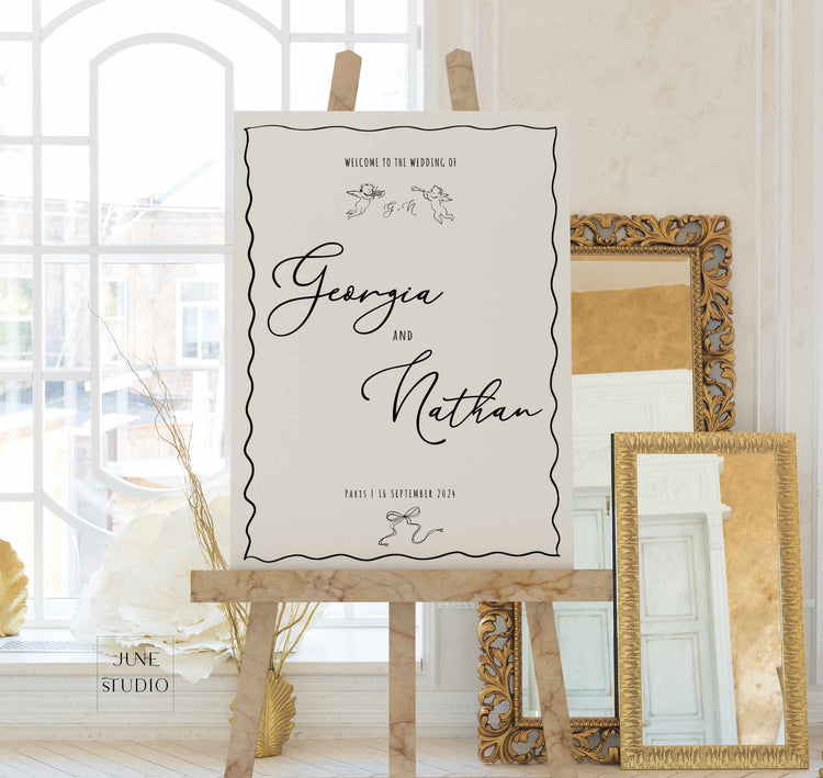 Whimsical Hand drawn Wedding Welcome Sign Template