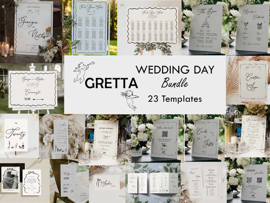 Whimsical Hand drawn Gretta Wedding Day Bundle