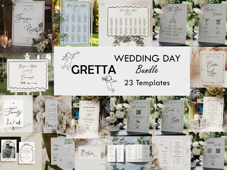 Whimsical Hand drawn Gretta Wedding Day Bundle