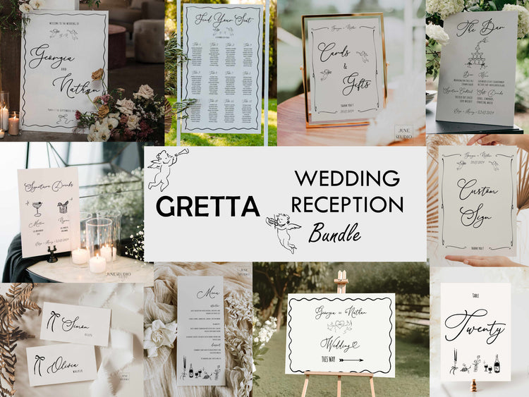 Whimsical Hand drawn Gretta Wedding Reception Bundle