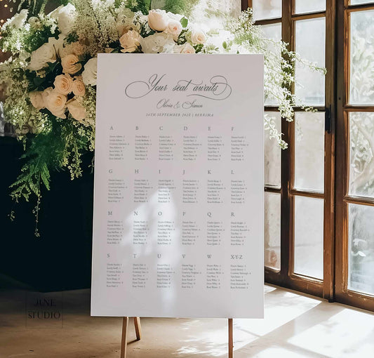 vintage_green_timeless_alphabetical_seating_chart_sign_template
