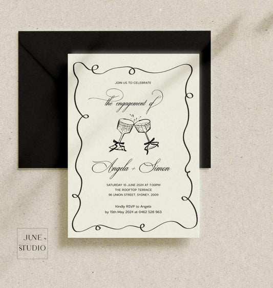 Old Money Champagne Engagement Invitation Template