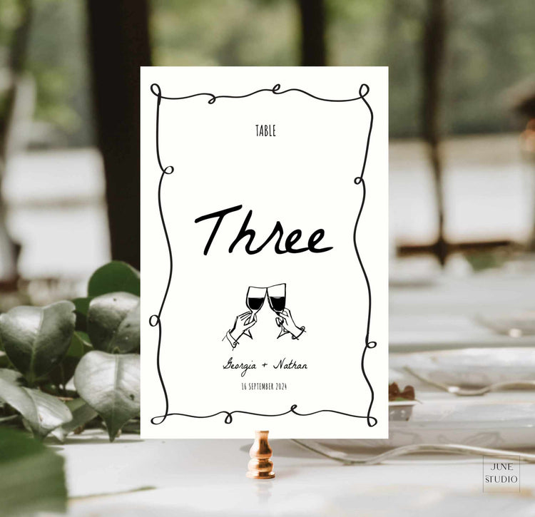 Hand drawn Table Number