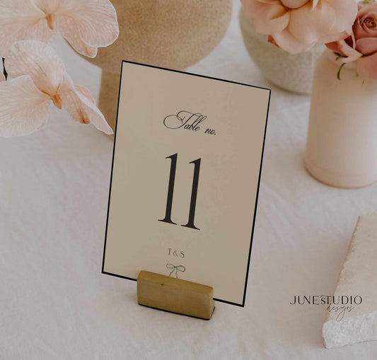 modern vintage wedding table number template, old money aesthetic wedding, digital template, editable illustrated table number card